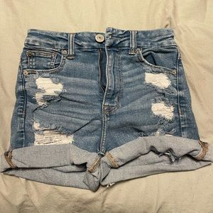 American Eagle, Size 0 , Next level stretch, Blue, denim ripped jean shorts